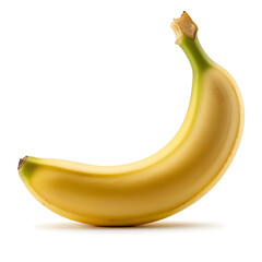 Yellow bunch of ripe tropical bananas, a healthy organic fruit snack, isolated on a white background