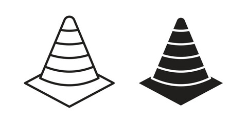 Construction cone icons set. Simple set of vector illustrations