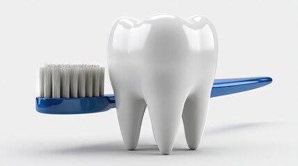 Tooth and Toothbrush Arrangement for Dental Hygiene Concept and Oral Health Education Visual