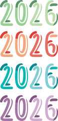 Colorful 2026 typography design set.