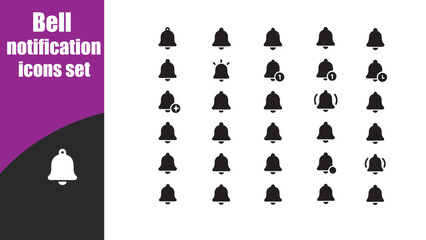 Bell notification icons set