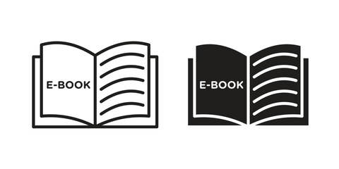 E-book icons set. Simple set of vector illustrations