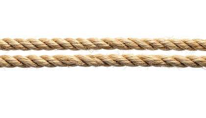 Two parallel tan ropes stretch across a dark background, showing texture and pattern