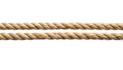 Two parallel tan ropes stretch across a dark background, showing texture and pattern