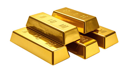 Stack of shiny gold bars piled on each other against a dark background; bullion wealth concept