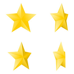 set of star shape with different view, vector illustration isolated on white background.