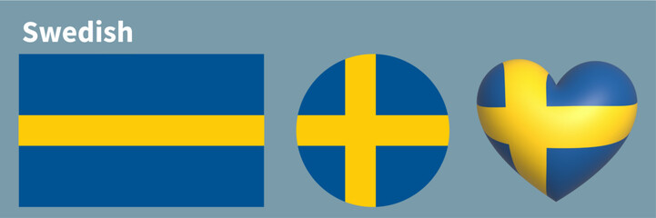 set of Swedish flag icon vector illustration 