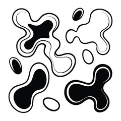 Obraz premium Abstract black and white organic shapes pattern with flowing liquid outlines, perfect for modern branding