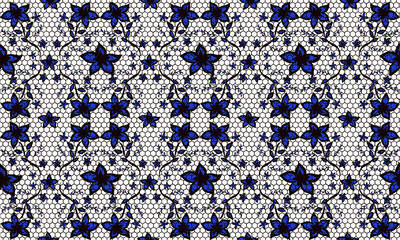seamless knitted pattern with flowers★レース生地と花柄パターンの背景壁紙