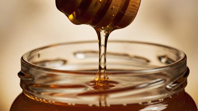 Macro Honey Dripping Close-Up