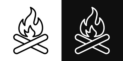 Bonfire icons - editable stroke vector illustration