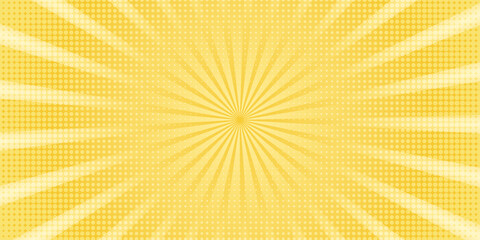 Yellow banner with Sun rays, yellow lines background, light