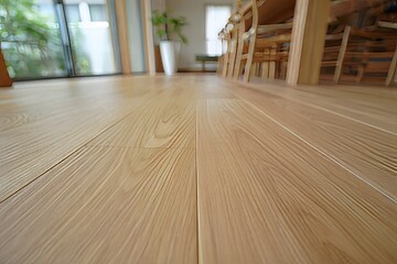 Close-Up of Light-Colored Wooden Floor in Bright Interior