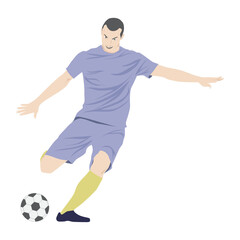 football player kicks the ball at goal vector illustration