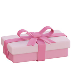Pink Gift Box with Ribbons in 3D Render