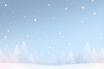 雪降る静かな冬の森の背景イラスト