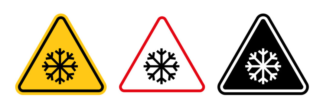 Cold warning signs collection Silhouette flat icon design element.