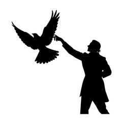 silhouette of a girl with a dove