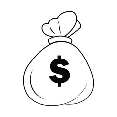 A thick stack of green dollar bills tied with a band. Cartoon vector illustration representing wealth, business profit, investment, and financial security on white