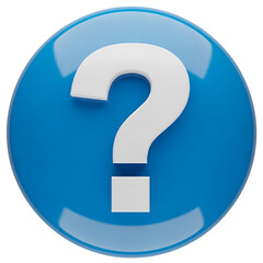 Bright blue circle with a white question mark icon