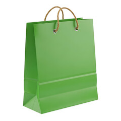 Simple green paper shopping bag with twine handles