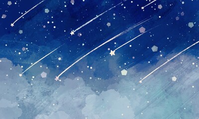 starry night sky★夜空に降る流れ星と雪の背景壁紙
