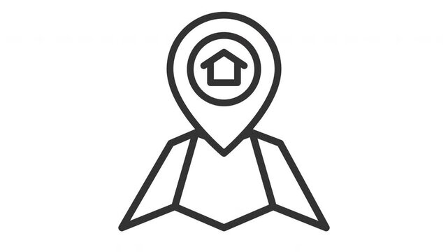 Animated address icon with map symbol