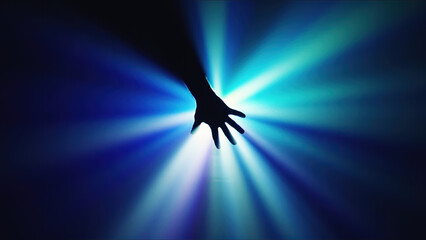 Hand is Reaching to Eternal Light Beam Rays
