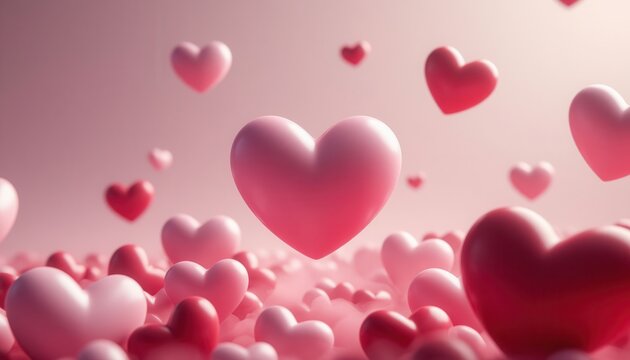 Floating pink romantic hearts - Powered by Adobe