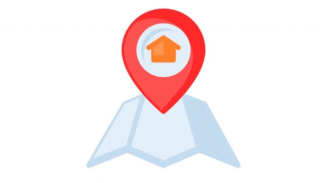 Animated address icon with map symbol