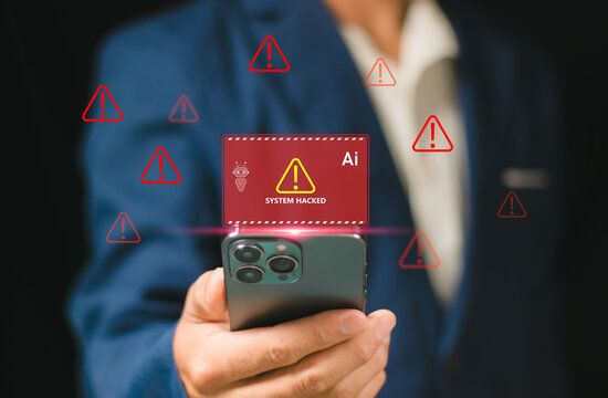 AI assistant detects system breach and security threats with alert interface, ideal for illustrating cyberattack warning, AI monitoring and automated incident response systems. Cybersecurity with AI. - Powered by Adobe