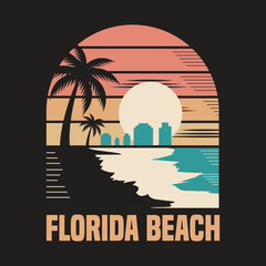 Tropical Florida Sunset Scene illustration