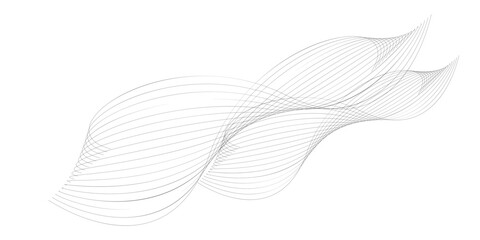 Abstract flowing wave of delicate thin grey lines creating a fluid dynamic shape.