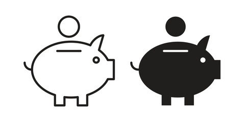Piggy bank icons set. Simple set of vector illustrations
