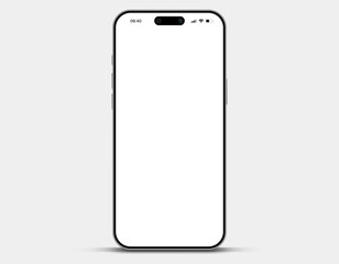 Naklejka premium Realistic smartphone mockup. Mobile phone vector with isolated on white background. Device front view. 3D mobile phone with shadow. Realistic, high quality smart phone mockup for ui ux presentation.