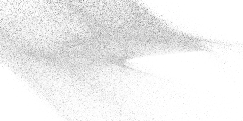 White particles swirling and scattering across a dark black background with subtle light effects and shadows