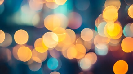 Abstract bokeh lights background with warm orange and cool blue tones