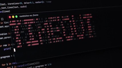 Red text art TIMEOUT displays on a dark computer screen terminal window, suggesting a coding or system process delay. Zoom