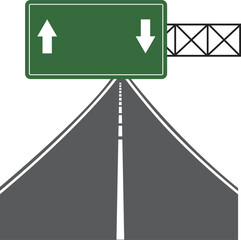 Highway Sign & Direction: A visual representation of a highway sign with direction indication arrows above a converging highway, symbolizing movement and direction