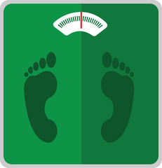Weight Scale Illustration: A simple weight scale with foot print, symbolizing a focus on health, fitness, and weight management.