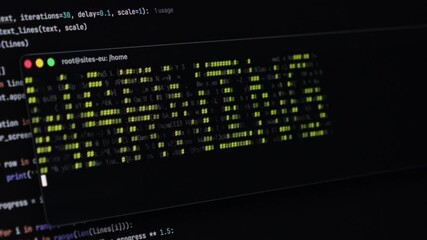 Terminal screen displaying code snippets, promoting software development and cybersecurity concepts for tech professionals or digital workspace inspiration. Zoom - Powered by Adobe