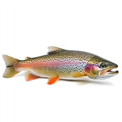 Obraz premium Vibrant cutthroat trout fish on a clean showcasing detailed scales and bright colors on white background