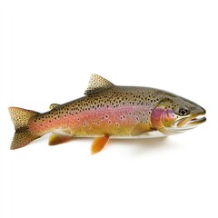 Obraz premium Vibrant rainbow trout fish on a clean showcasing its colorful markings and texture on white background