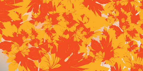 Abstract Autumnal Leaves Pattern with Orange and Yellow Hues.