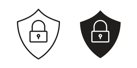 Shield lock icons set. Simple set of vector illustrations