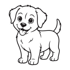 Fototapeta premium PrintCute Happy Puppy Dog Outline Vector Illustration