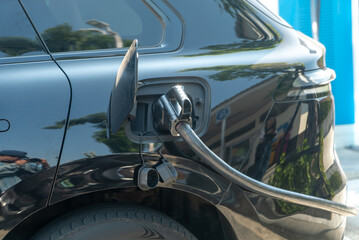 Electric Vehicle Charging Station Close-Up