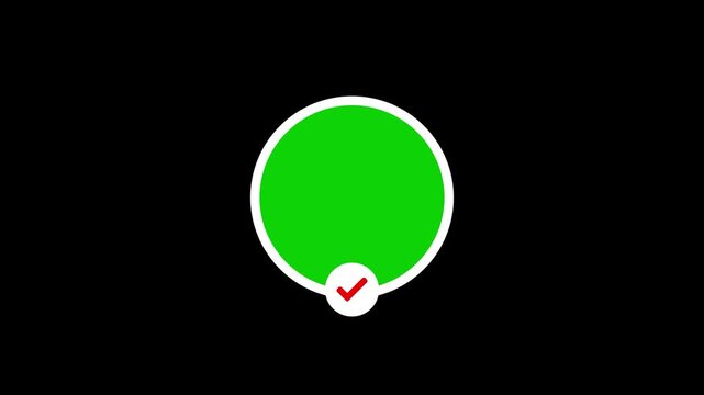 Green circle icon with a small red plus sign button and red tick button at the bottom center, simple graphic element for adding or new feature concept, isolated on white.