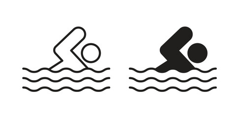 Swimming icons set. Simple set of vector illustrations