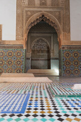 Tombeaux Saadiens, sol aux carreaux colorés, Marrakech, Maroc